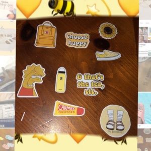 yellow themed vsco hydroflask stickers